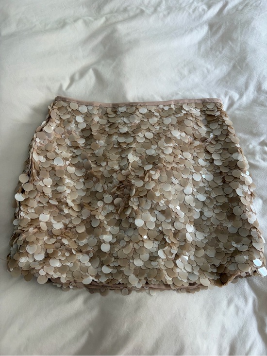 Dresses & Skirts - Sequin Mini Skirt in Neutral Beige